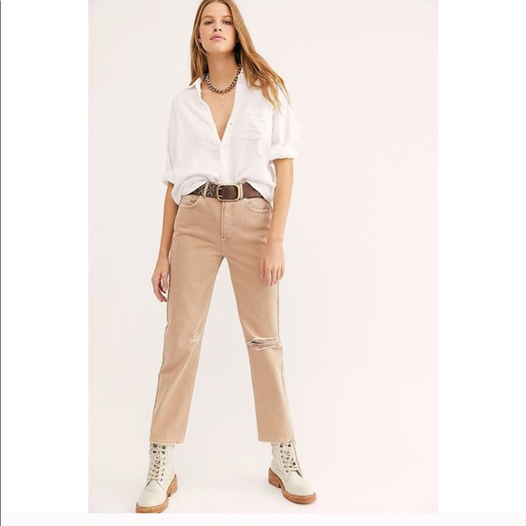 NWOT Free People Dakota Straight Leg Jean in Cafe - Picture 2 of 9